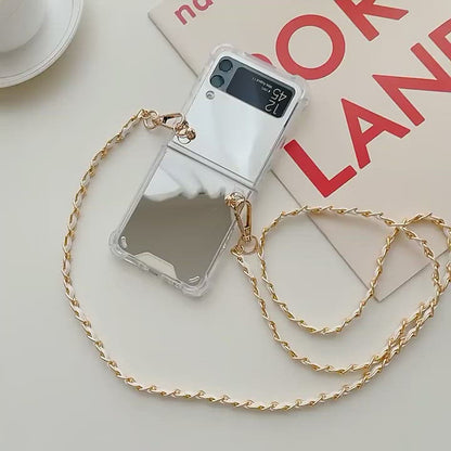 Fashion Makeup Mirror Crossbody Case For Samsung Galaxy Z Flip 3 5G
