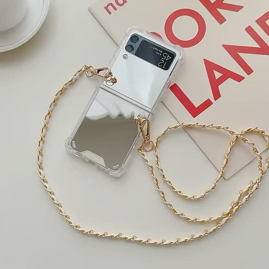 Fashion Makeup Mirror Crossbody Case For Samsung Galaxy Z Flip 3 5G