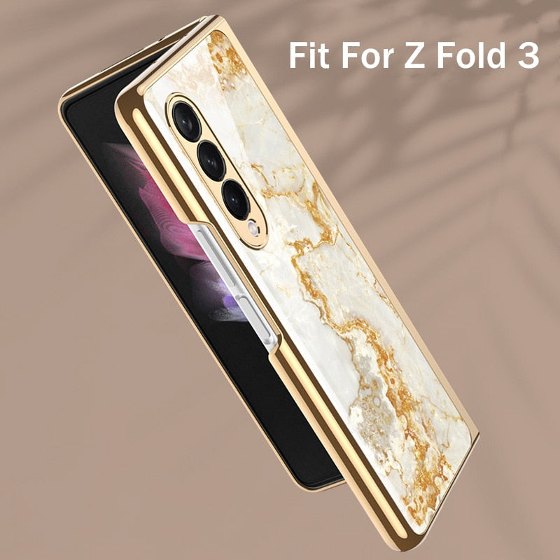 Luxury Tempered Glass Case For Galaxy Z Fold 3