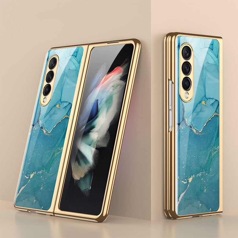 Luxury Tempered Glass Case For Galaxy Z Fold 3