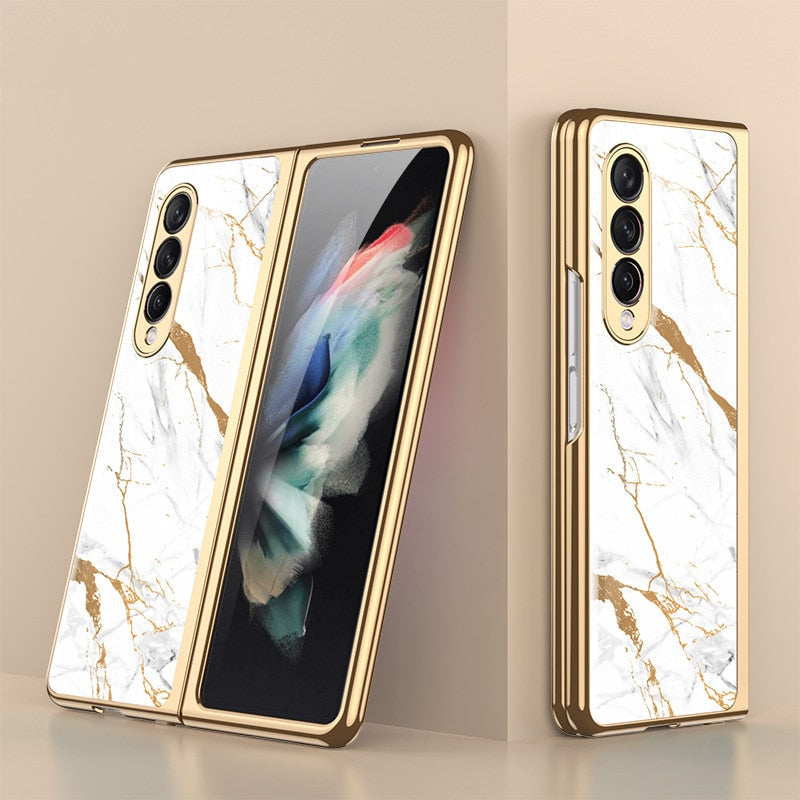 Luxury Tempered Glass Case For Galaxy Z Fold 3