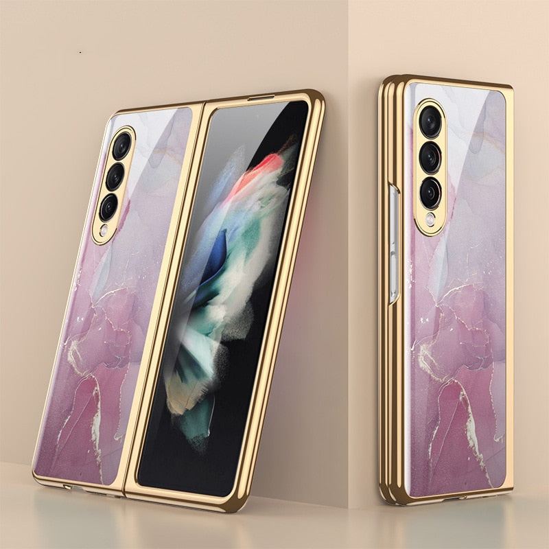 Luxury Tempered Glass Case For Galaxy Z Fold 3