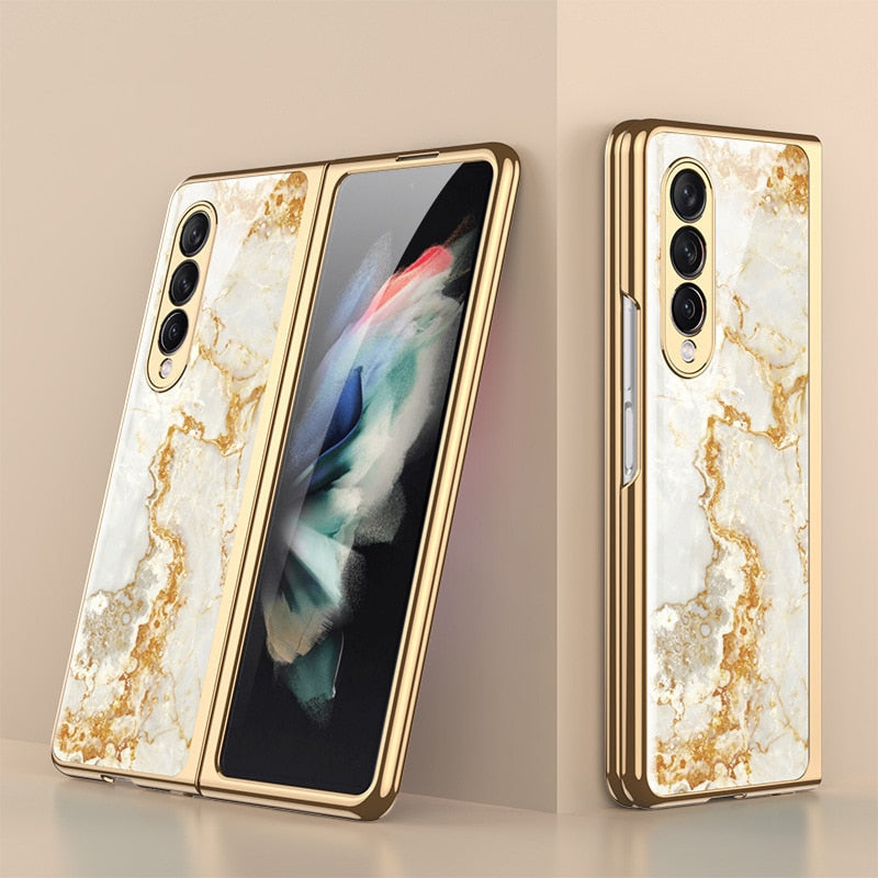 Luxury Tempered Glass Case For Galaxy Z Fold 3