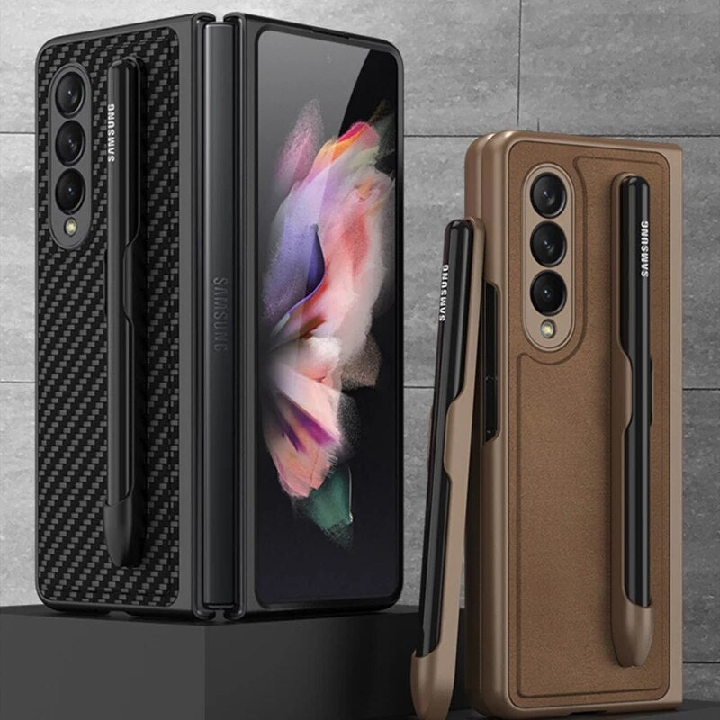 Removable Pen Holder Leather Cover For  Z Fold 3