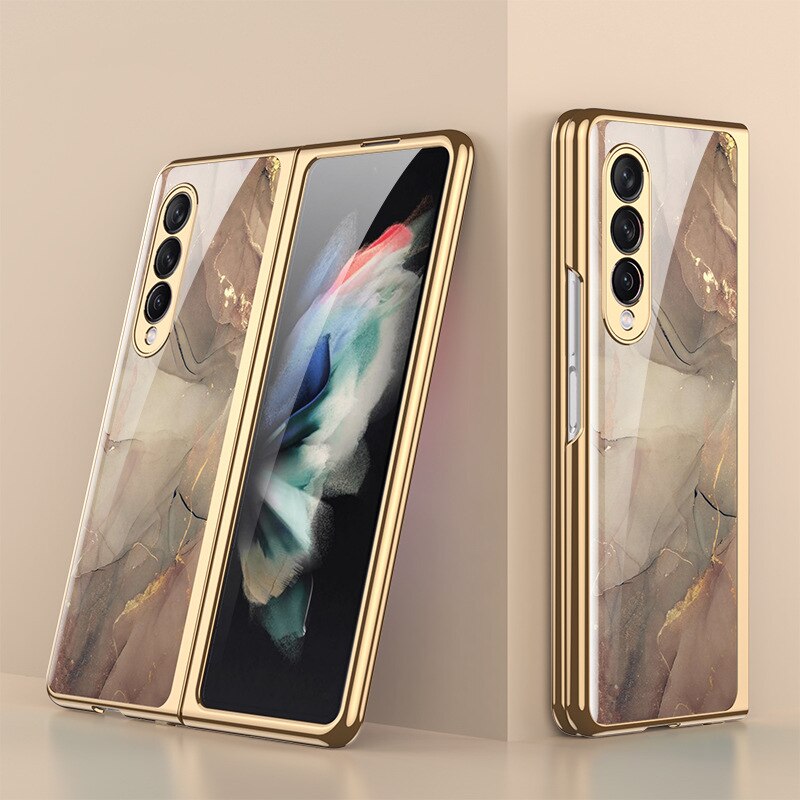 Luxury Tempered Glass Case For Galaxy Z Fold 3