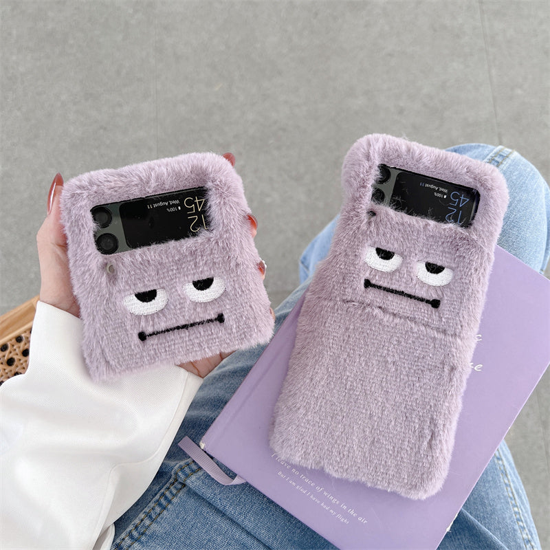 Funny Expression Fluffy Fur Case For Samsung Galaxy Z Flip 3