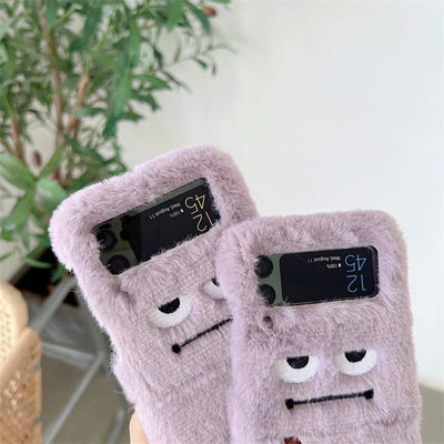 Funny Expression Fluffy Fur Case For Samsung Galaxy Z Flip 3