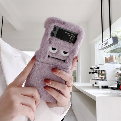 Funny Expression Fluffy Fur Case For Samsung Galaxy Z Flip 3