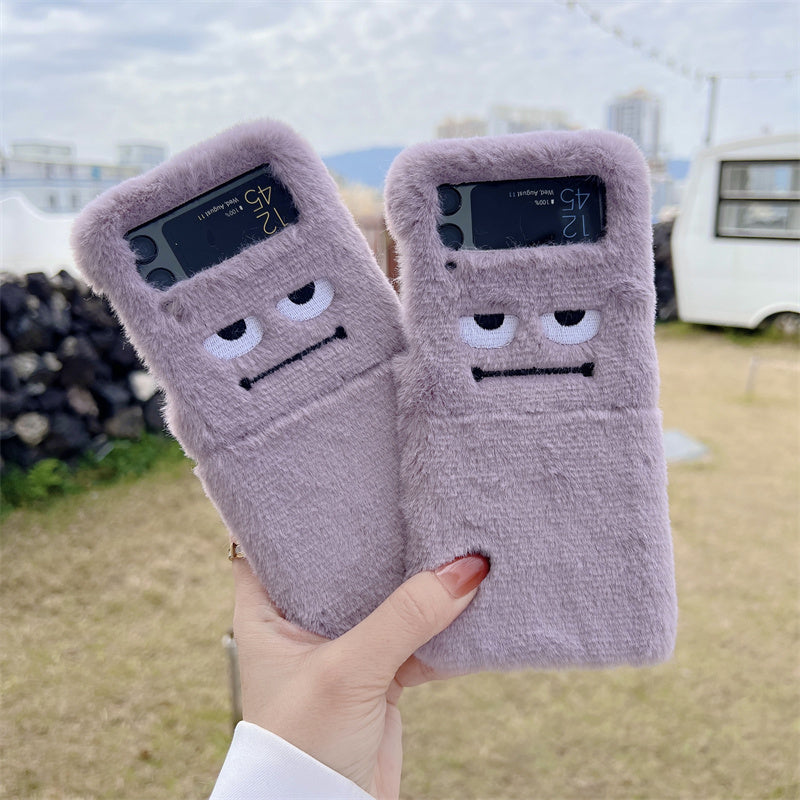 Funny Expression Fluffy Fur Case For Samsung Galaxy Z Flip 3