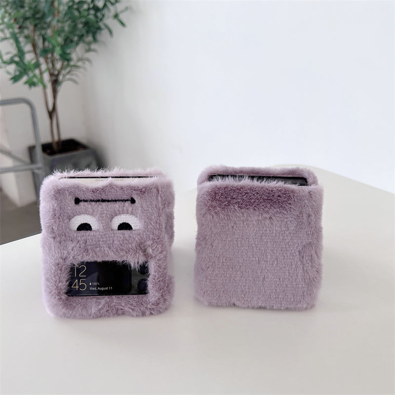 Funny Expression Fluffy Fur Case For Samsung Galaxy Z Flip 3