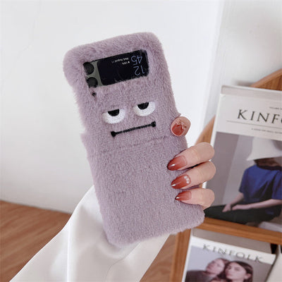 Funny Expression Fluffy Fur Case For Samsung Galaxy Z Flip 3