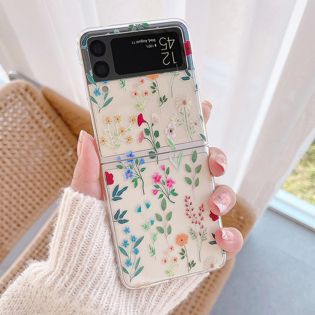 Woman Cute Flowers Phone Case For Samsung Galaxy Z Flip 3 5G