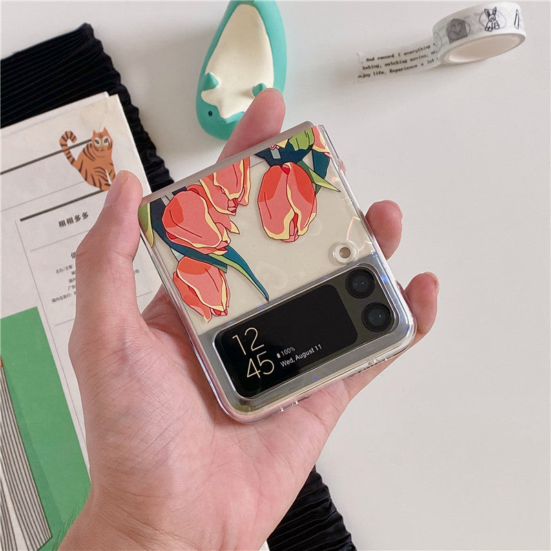 Pretty Tulip Flowers Clear Cover For Samsung Galaxy Z Flip 3 5G