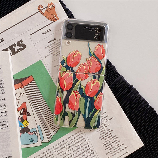 Pretty Tulip Flowers Clear Cover For Samsung Galaxy Z Flip 3 5G