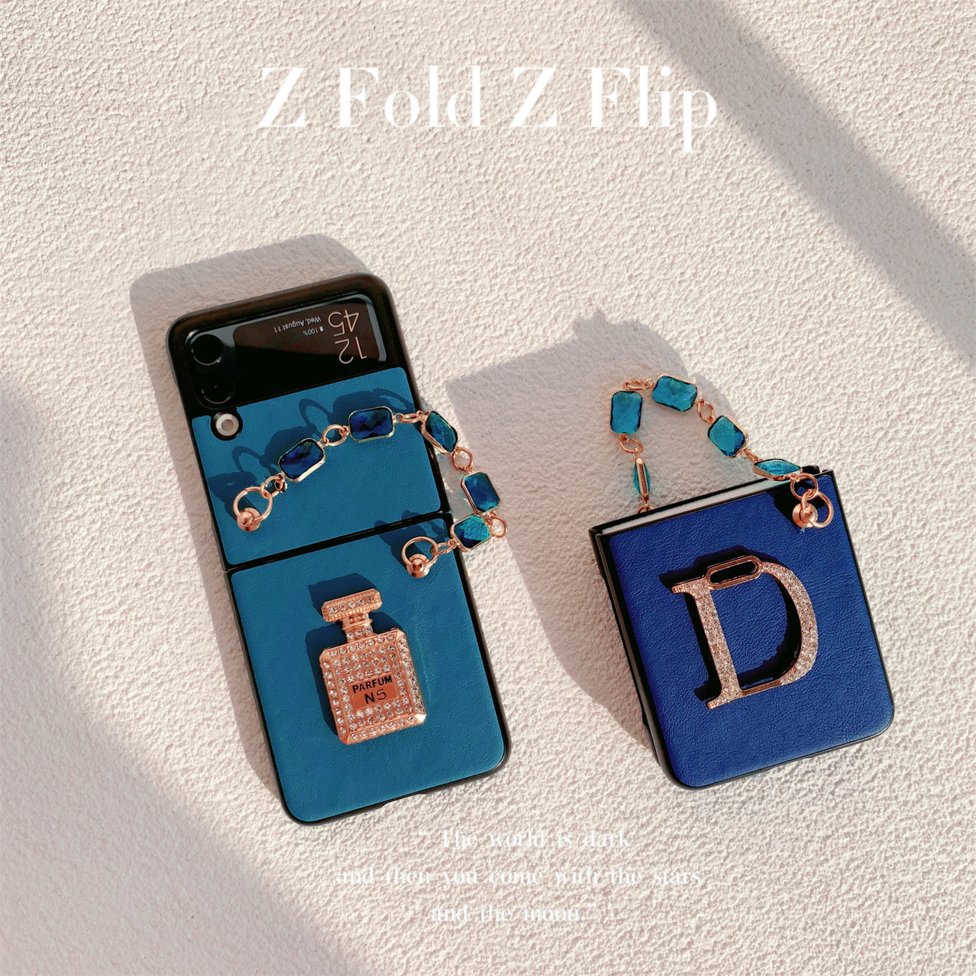 Blue Leather Case for Samsung Z Flip Galaxy Z Flip 3