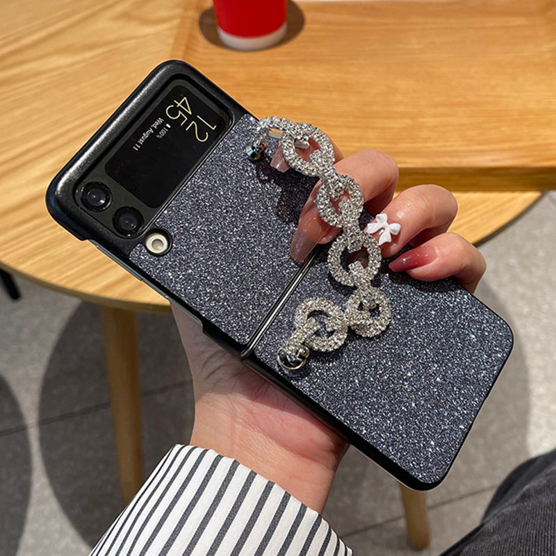 Woman Luxury Portable Rhinestone Bracelet Case For Samsung Galaxy Z Flip 3