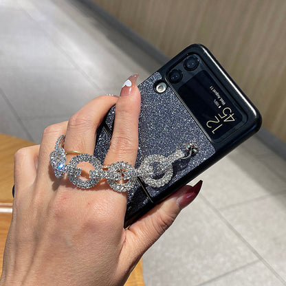 Woman Luxury Portable Rhinestone Bracelet Case For Samsung Galaxy Z Flip 3