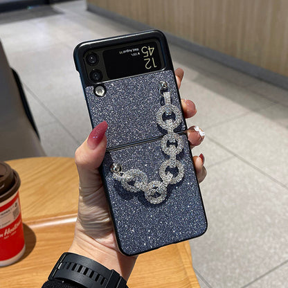 Woman Luxury Portable Rhinestone Bracelet Case For Samsung Galaxy Z Flip 3