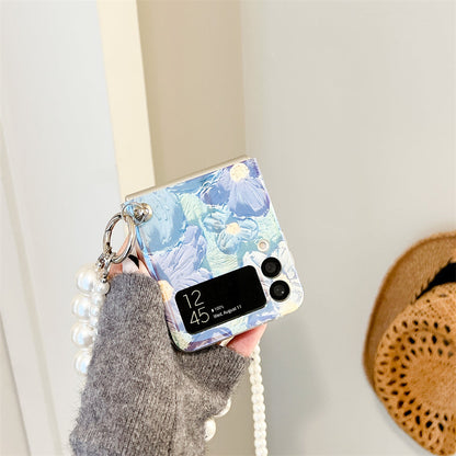Luxury Crossbody Lanyard Pearl Bracelets Chain Case for Samsung Galaxy Z Flip 3 5G