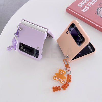 Cute Cartoon Bear Pendant Case For Samsung Galaxy Z Flip 3 5G