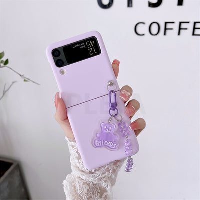 Cute Cartoon Bear Pendant Case For Samsung Galaxy Z Flip 3 5G