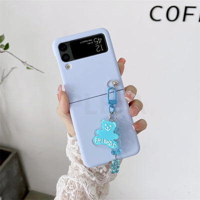 Cute Cartoon Bear Pendant Case For Samsung Galaxy Z Flip 3 5G