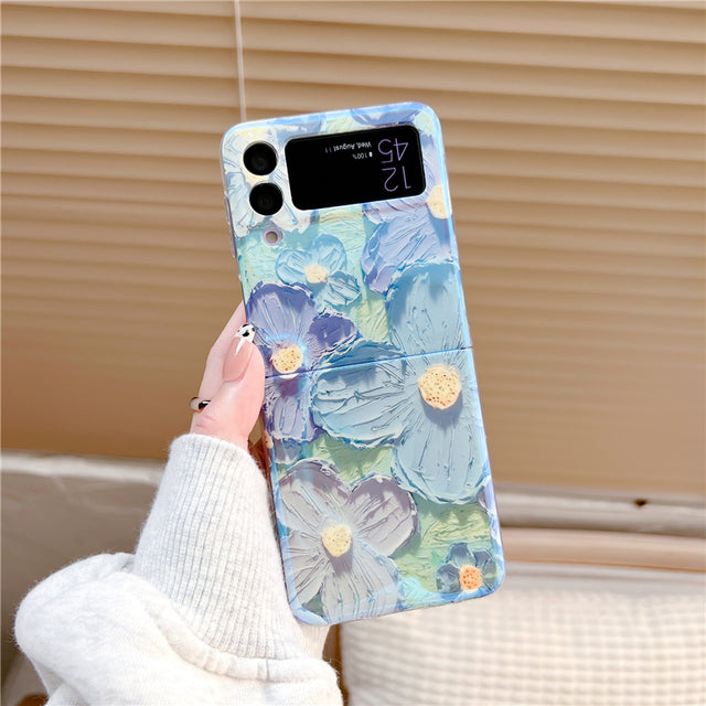 Luxury Blu-ray Flower Soft Silicone Phone Case For Samsung Galaxy Z Flip3