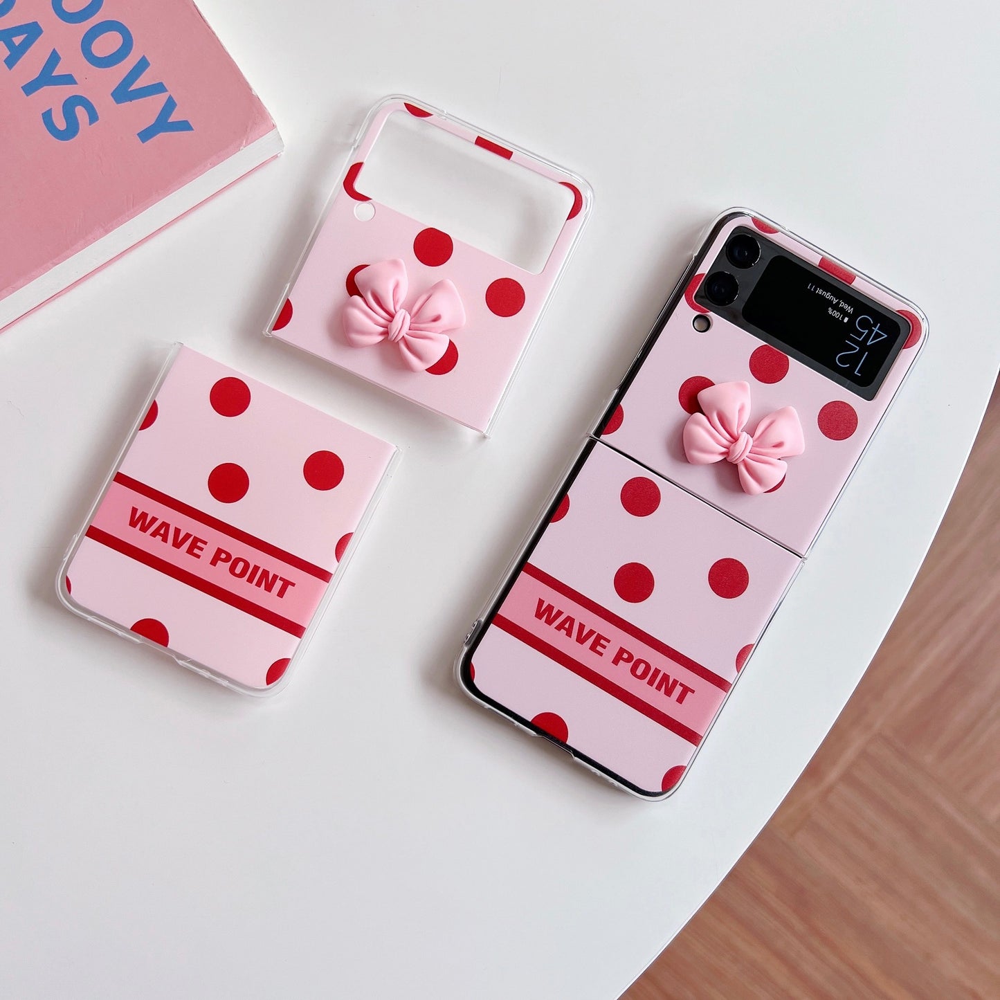 Cute Cartoon DIY Polka Dot Bow Case For Samsung Galaxy Z Flip 3