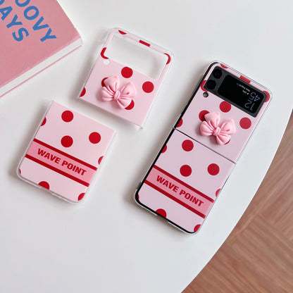 Cute Cartoon DIY Polka Dot Bow Case For Samsung Galaxy Z Flip 3
