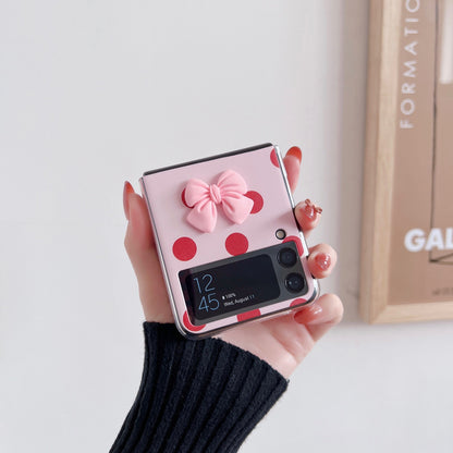 Cute Cartoon DIY Polka Dot Bow Case For Samsung Galaxy Z Flip 3