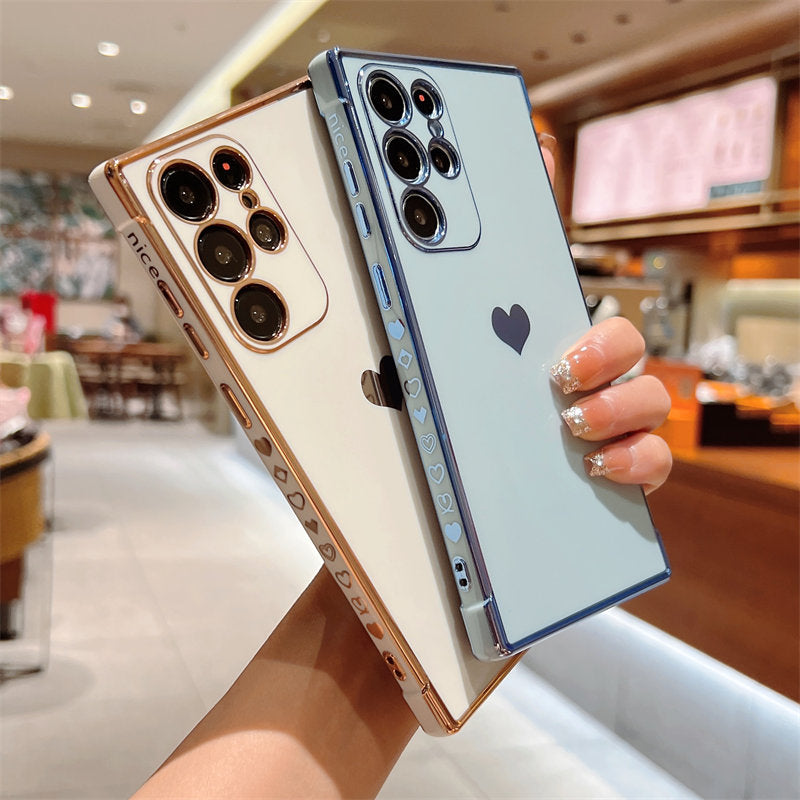 Soft Electroplated Love Heart Phone Case For Samsung S22