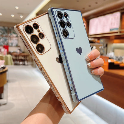 Soft Electroplated Love Heart Phone Case For Samsung S22