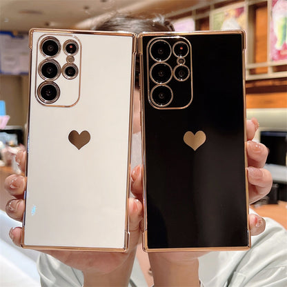 Soft Electroplated Love Heart Phone Case For Samsung S22