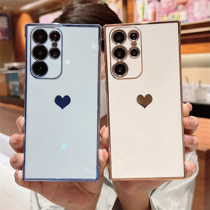 Soft Electroplated Love Heart Phone Case For Samsung S22
