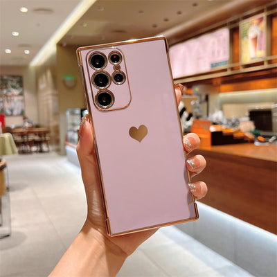 Soft Electroplated Love Heart Phone Case For Samsung S22