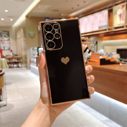 Soft Electroplated Love Heart Phone Case For Samsung S22