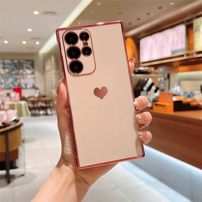 Soft Electroplated Love Heart Phone Case For Samsung S22