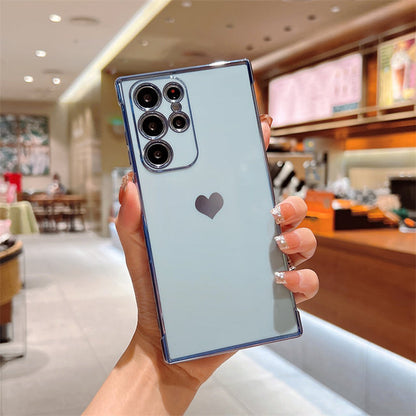 Soft Electroplated Love Heart Phone Case For Samsung S22