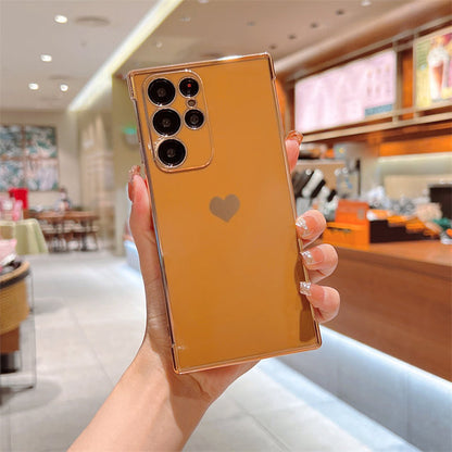 Soft Electroplated Love Heart Phone Case For Samsung S22