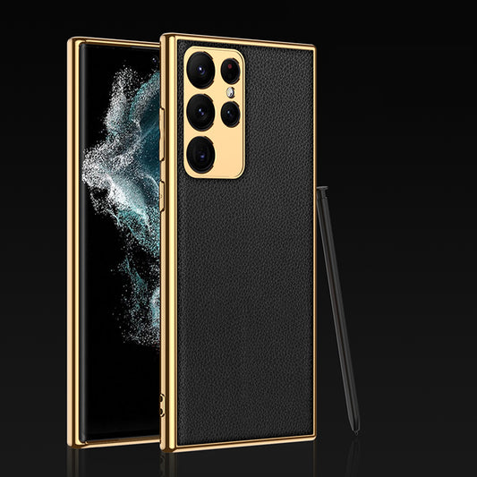 Luxury Plating Leather Case For Samsung Galaxy S22 Series