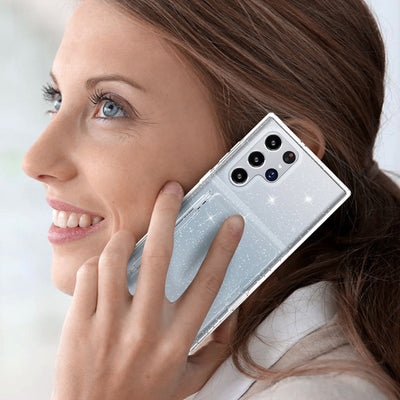 Clear Glitter Powder Armor 2 in 1 Anti-Drop Phone Case for Samsung Galaxy S22 Series