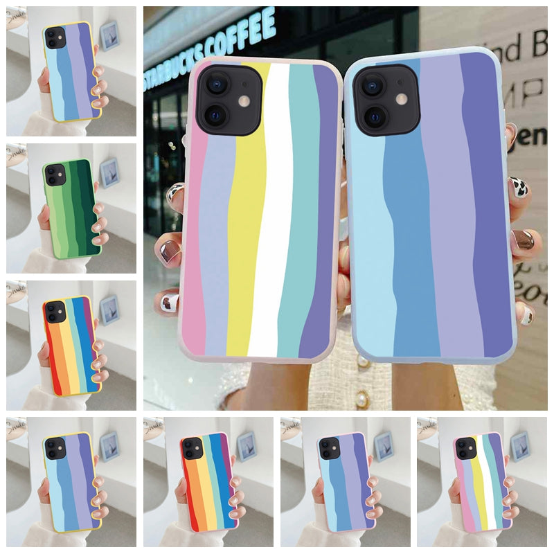 Striped Rainbow Phone Case For iPhone