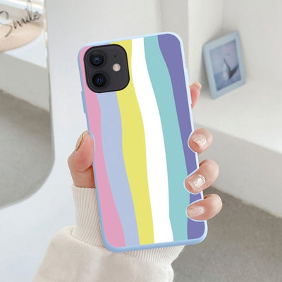 Striped Rainbow Phone Case For iPhone