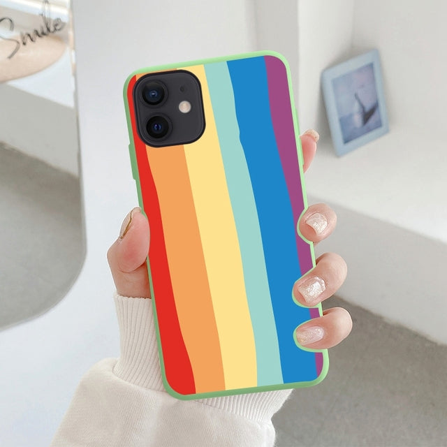 Striped Rainbow Phone Case For iPhone