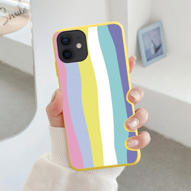 Striped Rainbow Phone Case For iPhone