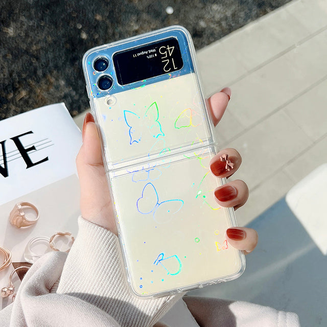 Laser Cute Love Heart Case For Samsung Galaxy Z Flip 3 5G