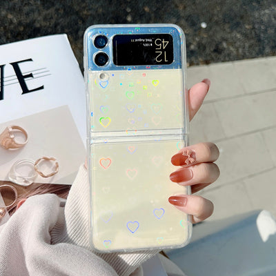 Laser Cute Love Heart Case For Samsung Galaxy Z Flip 3 5G