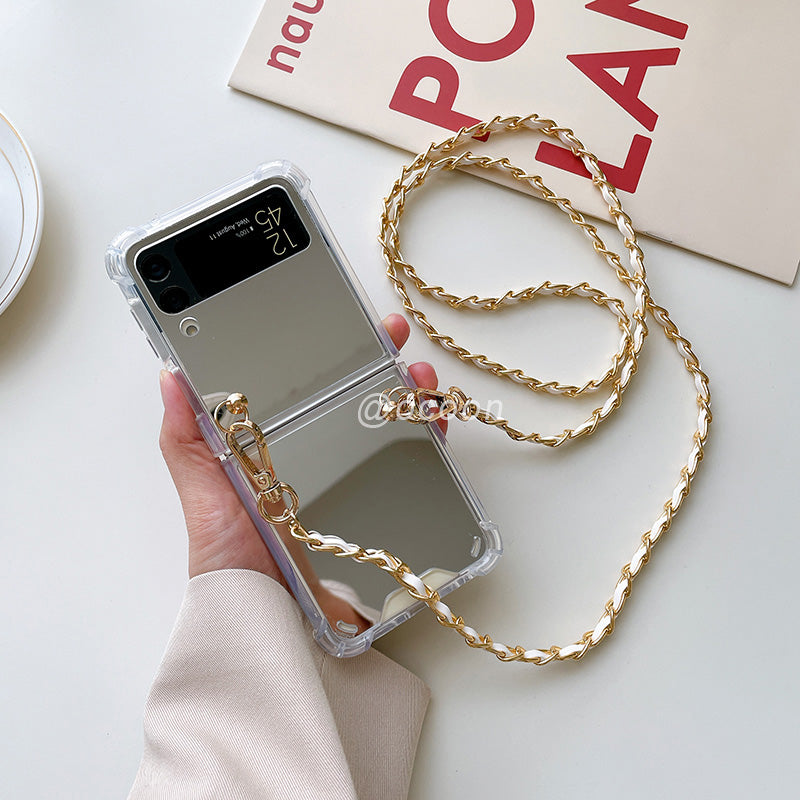 Fashion Makeup Mirror Crossbody Case For Samsung Galaxy Z Flip 3 5G